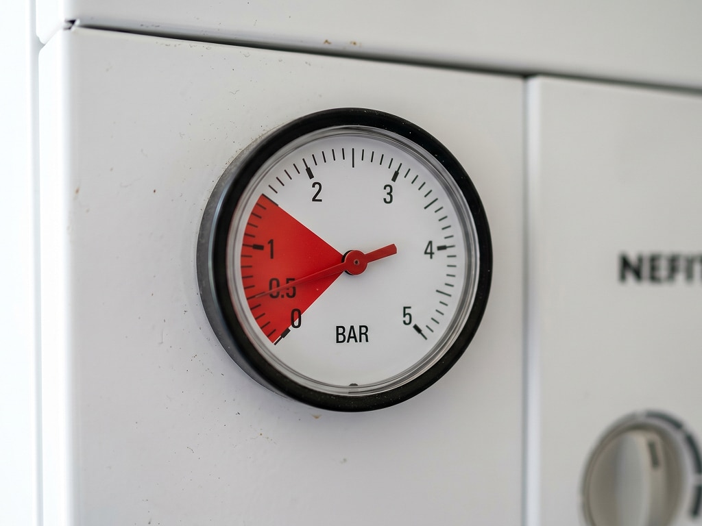 Manometer van cv-ketel wijst waterdruk onder 1 bar aan