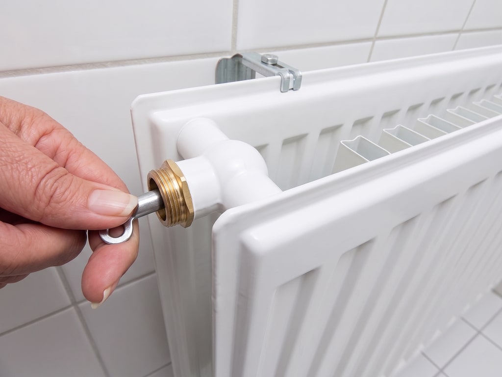 Ontlucht de radiator met een ontluchtingssleuteltje. Houd een bakje eronder totdat het water uitkomt.
